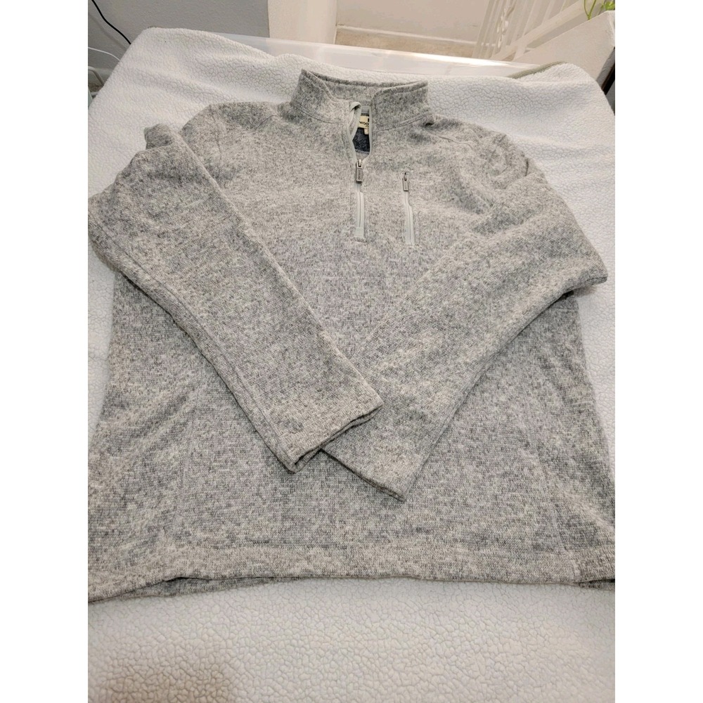 Woolrich Men Granola Cottagecore Fleece 1/4 Zip Grey Knit Pullover Sweater Sz L